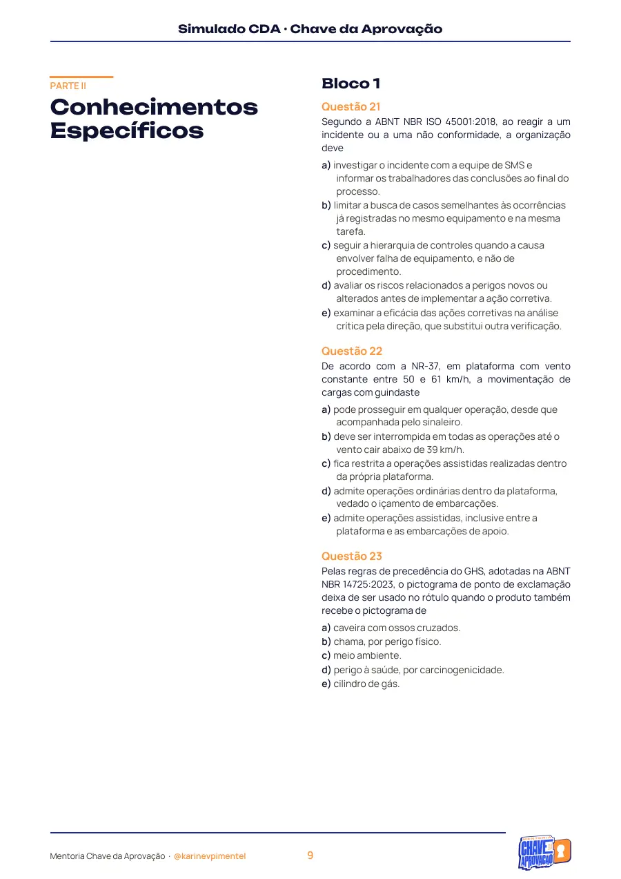 Página do caderno, com a Questão 21 ampliada pela lupa